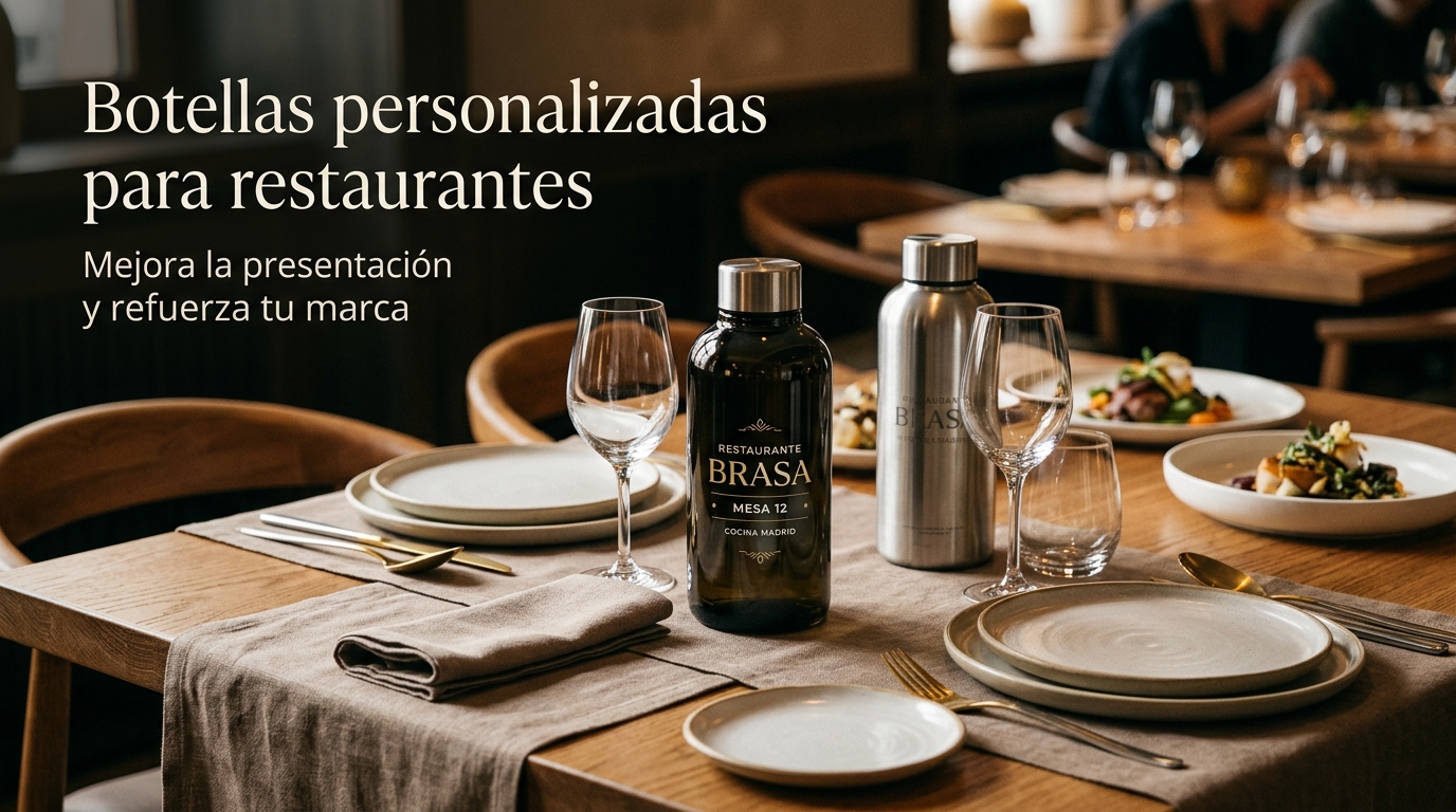 Botellas, vasos y botes personalizados para mejorar la presentación, reforzar marca y crear una experiencia más cuidada.